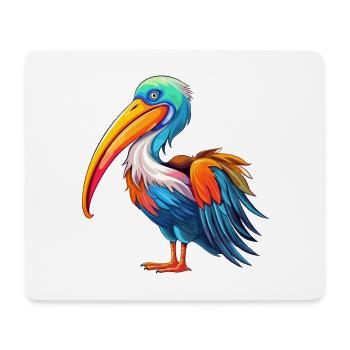 Pelican Colorful Watercolor Cartoon Kawaii Animal - Mouse Pad (horizontal) - white - Front