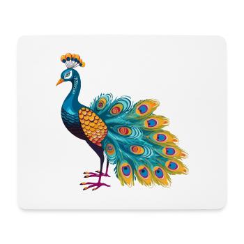Pfau buntes Aquarell Cartoon Kawaii Tier - Mousepad (Querformat) - Weiß - Vorne