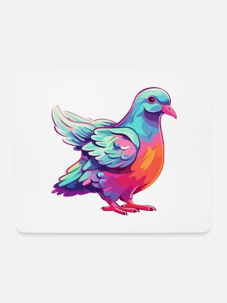 Taube buntes Aquarell Cartoon Kawaii Tier - Mousepad (Querformat) - Weiß