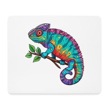 Chameleon Colorful Watercolor Cartoon Kawaii Anima - Mouse Pad (horizontal) - white - Front