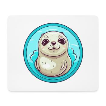 Seal Colorful Watercolor Cartoon Kawaii Animal - Mouse Pad (horizontal) - white - Front