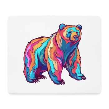 Bear Colorful Watercolor Cartoon Kawaii Animal - Mouse Pad (horizontal) - white - Front