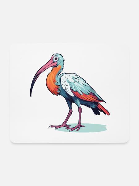Ibis Buntes Aquarell Cartoon Kawaii Tier - Mousepad (Querformat) - Weiß