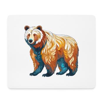 Bear Colorful Watercolor Cartoon Kawaii Animal - Mouse Pad (horizontal) - white - Front