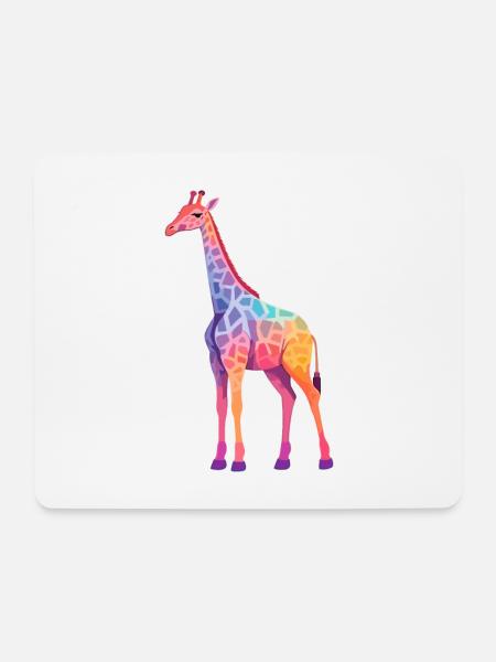 Giraffe buntes Aquarell Cartoon Kawaii Tier - Mousepad (Querformat) - Weiß