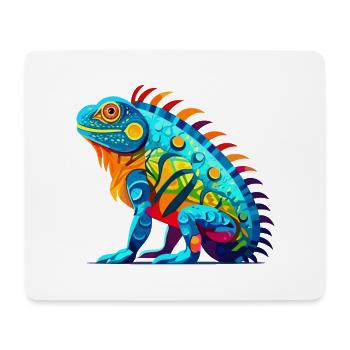 Iguana Colorful Watercolor Cartoon Kawaii Animal - Mouse Pad (horizontal) - white - Front