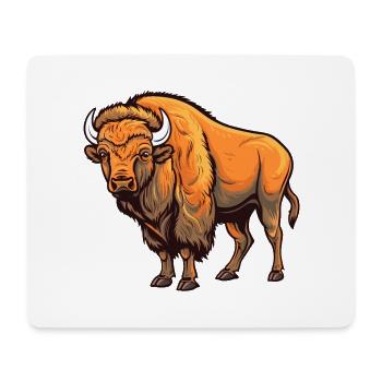 Bison Colorful Watercolor Cartoon Kawaii Animal - Mouse Pad (horizontal) - white - Front