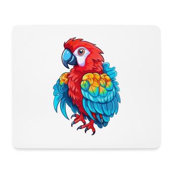 Parrot Colorful Watercolor Cartoon Kawaii Animal - Mouse Pad (horizontal) - white - Front