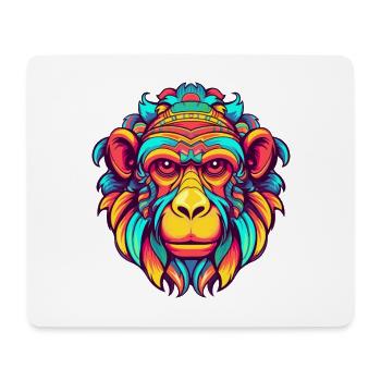Monkey Colorful Watercolor Cartoon Kawaii Animal - Mouse Pad (horizontal) - white - Front