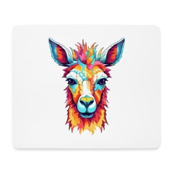 Llama Colorful Watercolor Cartoon Kawaii Animal - Mouse Pad (horizontal) - white - Front