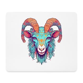 Chèvre Aquarelle Colorée Dessin Animé Kawaii Animal - Tapis de souris (format paysage) - blanc - Devant
