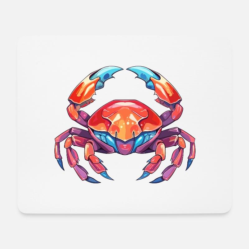 Krabbe buntes Aquarell Cartoon Kawaii Tier - Mousepad (Querformat) - Weiß