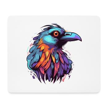 Crow Colorful Watercolor Cartoon Kawaii Animal - Mouse Pad (horizontal) - white - Front