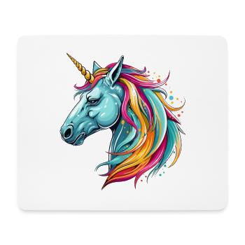 Unicorn Colorful Watercolor Cartoon Kawaii Animal - Mouse Pad (horizontal) - white - Front