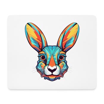 Rabbit Colorful Watercolor Cartoon Kawaii Animal - Mouse Pad (horizontal) - white - Front