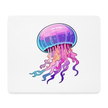 Qualle bunte Aquarell-Karikatur Kawaii Anima - Mousepad (Querformat) - Weiß - Vorne