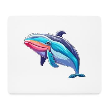 Whale Colorful Watercolor Cartoon Kawaii Animal - Mouse Pad (horizontal) - white - Front