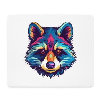 Raccoon Colorful Watercolor Cartoon Kawaii Animal - Mouse Pad (horizontal) - white - Front