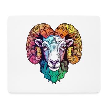Widder buntes Aquarell Cartoon Kawaii Tier - Mousepad (Querformat) - Weiß - Vorne