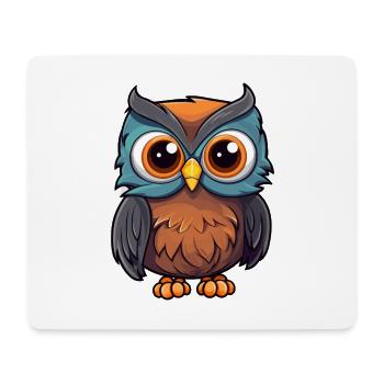 Hibou mignon dessin animé kawaii aquarelle animal de compagnie - Tapis de souris (format paysage) - blanc - Devant