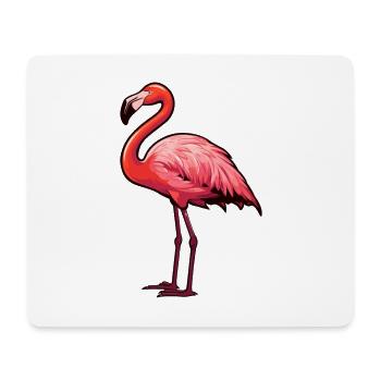 Flamant rose mignon dessin animé kawaii aquarelle animal animal de compagnie - Tapis de souris (format paysage) - blanc - Devant