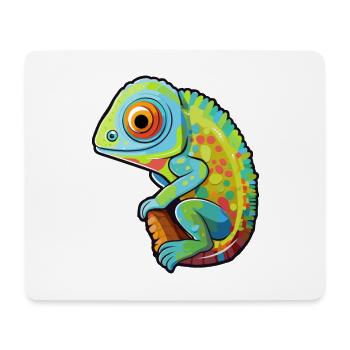 Chameleon Cute Cartoon Kawaii Watercolor Animal Pe - Mouse Pad (horizontal) - white - Front