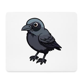 Corbeau mignon dessin animé kawaii aquarelle animal animal de compagnie - Tapis de souris (format paysage) - blanc - Devant