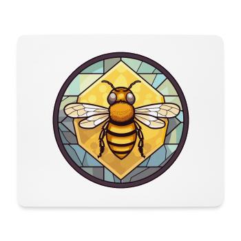 Bee Stained Glass Colorful Cartoon Kawaii Animal - Mouse Pad (horizontal) - white - Front