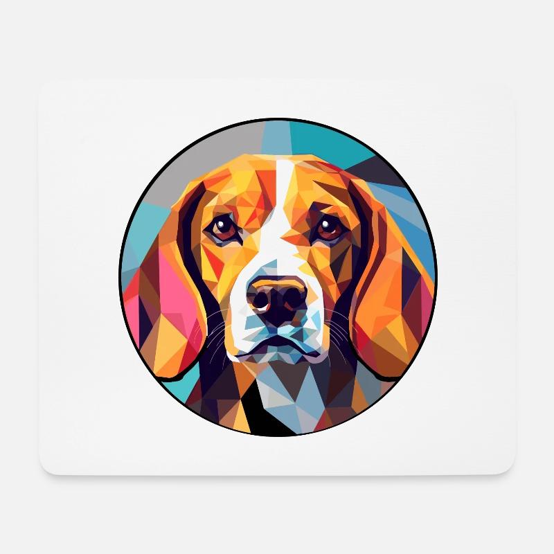 Beagle Hund Buntes Glas Bunte Karikatur Kawaii A - Mousepad (Querformat) - Weiß