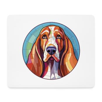 Basset Hund Buntes Glas Bunte Karikatur Ka - Mousepad (Querformat) - Weiß - Vorne