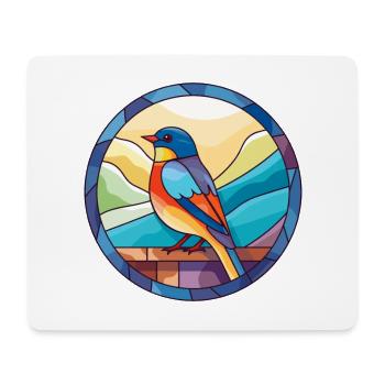 Oiseau vitrail coloré dessin animé Kawaii Animal - Tapis de souris (format paysage) - blanc - Devant