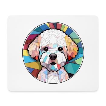 Bichons Frise Dog Stained Glass Colorful Cartoon K - Mouse Pad (horizontal) - white - Front