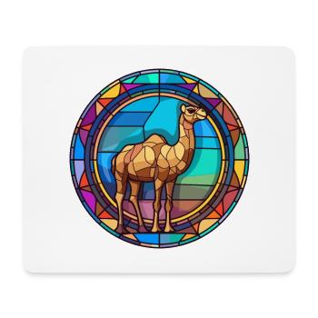 Kamel-Buntglas-Bunt-Cartoon-Kawaii-Tier - Mousepad (Querformat) - Weiß - Vorne