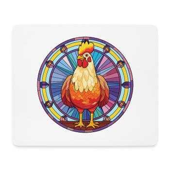 Poulet vitrail coloré dessin animé Kawaii Anim - Tapis de souris (format paysage) - blanc - Devant