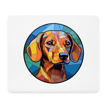 Dackelhund Hund Buntglas Bunte Karikatur Kawai - Mousepad (Querformat) - Weiß - Vorne