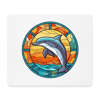 Dolphin Stained Glass Colorful Cartoon Kawaii Anim - Mouse Pad (horizontal) - white - Front