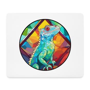 Iguane vitrail coloré dessin animé Kawaii Anima - Tapis de souris (format paysage) - blanc - Devant