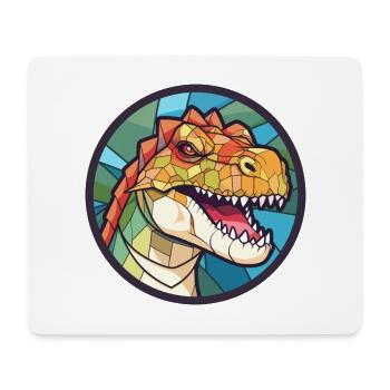 Dinosaure vitrail coloré dessin animé Kawaii Ani - Tapis de souris (format paysage) - blanc - Devant