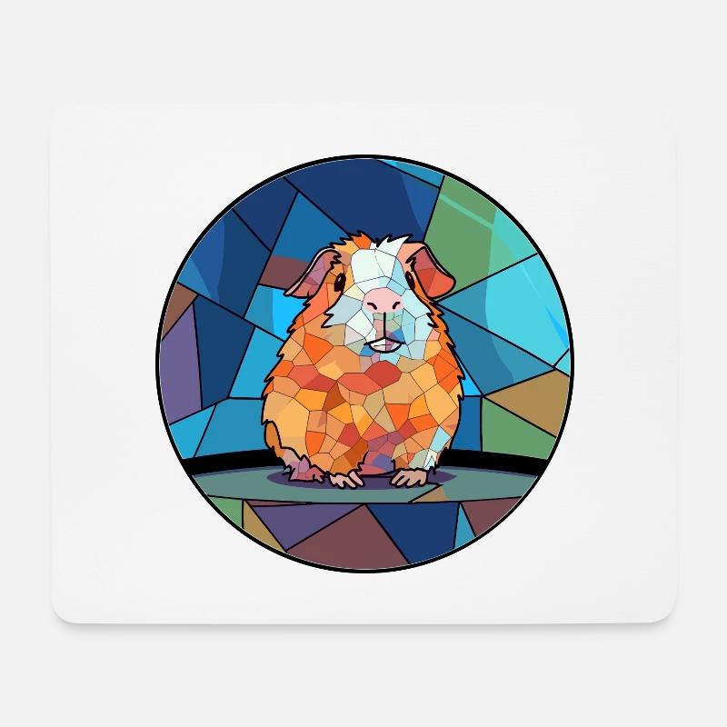 Meerschweinchen Bunte Karikatur Kawaii A - Mousepad (Querformat) - Weiß