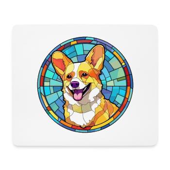 Corgi chien vitrail dessin animé Kawaii Animal - Tapis de souris (format paysage) - blanc - Devant