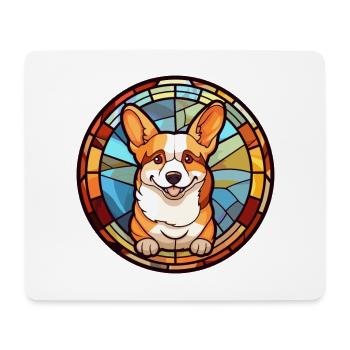 Corgi chien vitrail dessin animé Kawaii Animal - Tapis de souris (format paysage) - blanc - Devant
