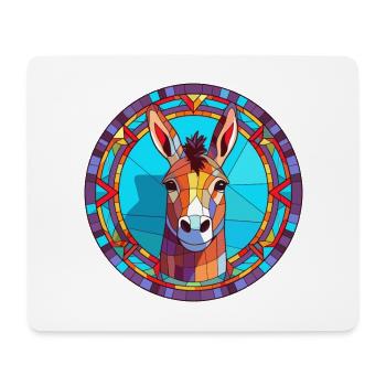 Donkey Stained Glass Colorful Cartoon Kawaii Anima - Mouse Pad (horizontal) - white - Front
