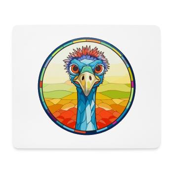 Emu Stained Glass Colorful Cartoon Kawaii Animal - Mouse Pad (horizontal) - white - Front