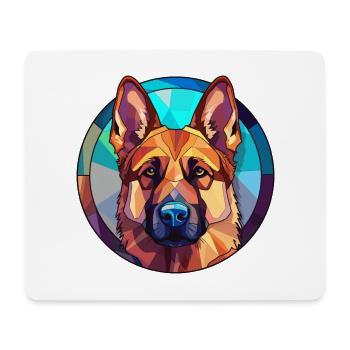 German Shepherd Dog Stained Glass Colorful Cartoon - Mouse Pad (horizontal) - white - Front