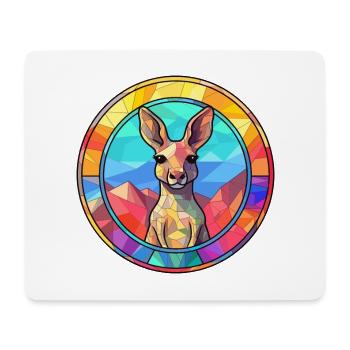 Kangourou vitrail coloré dessin animé Kawaii Ani - Tapis de souris (format paysage) - blanc - Devant