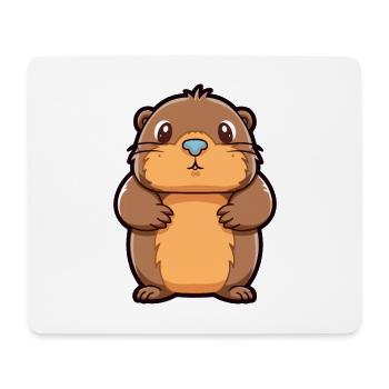 Beaver Cute Cartoon Kawaii Watercolor Animal Pet - Mouse Pad (horizontal) - white - Front