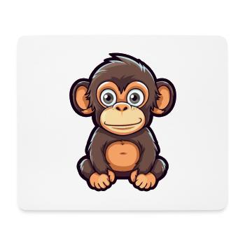 Chimpanzé Mignon Dessin Animé Kawaii Aquarelle Animal P - Tapis de souris (format paysage) - blanc - Devant