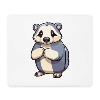 Blaireau Mignon Dessin Animé Kawaii Aquarelle Animal Animal De Compagnie - Tapis de souris (format paysage) - blanc - Devant