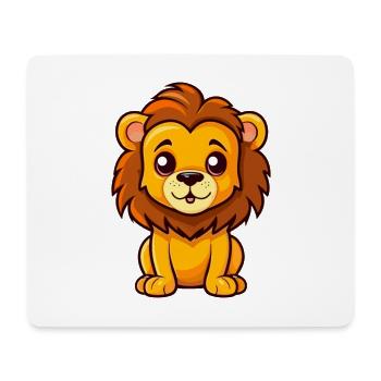 Lion Mignon Dessin Animé Kawaii Aquarelle Animal De Compagnie - Tapis de souris (format paysage) - blanc - Devant