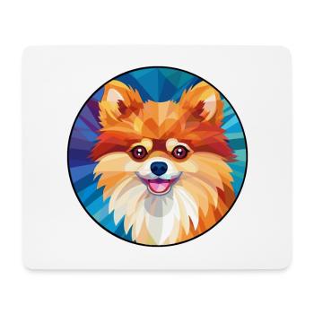 Pomeranian Dog Stained Glass Colorful Cartoon Kawa - Mouse Pad (horizontal) - white - Front